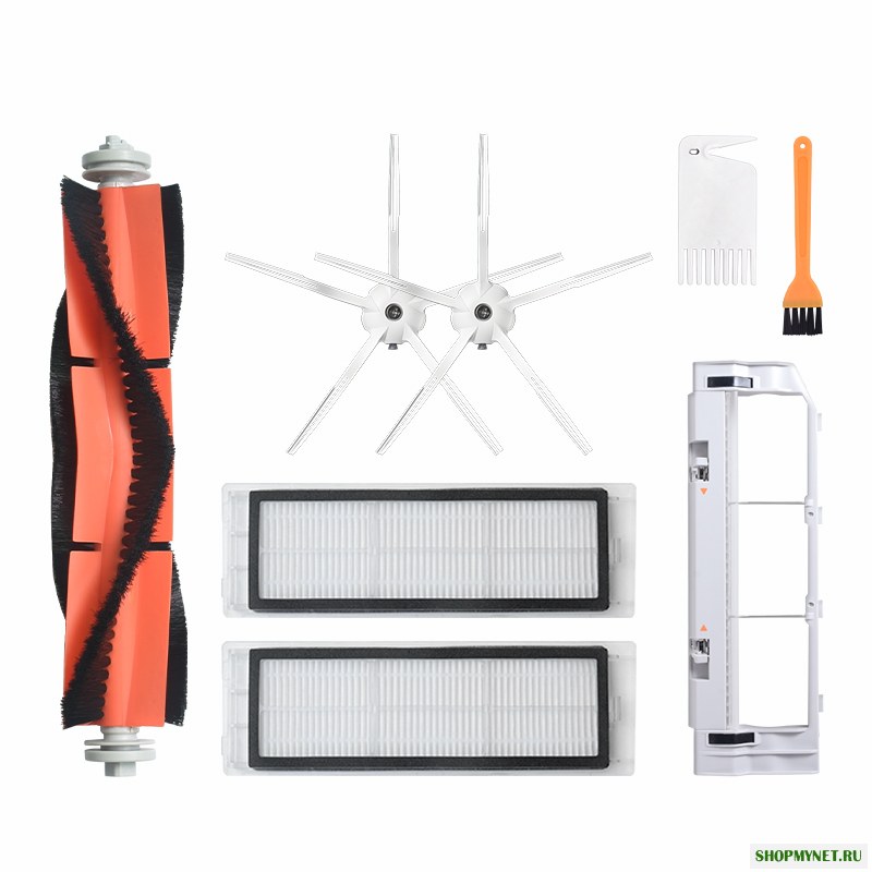 8шт Замена для Xiaomi Roborock Xiaowa Пылесос Запчасти Аксессуары 2 * 5-кронштейны Боковые щетки 2 * Фильтры 1 * Основной Кисти 1 * Желтый Щетка 1 * Белый Щет