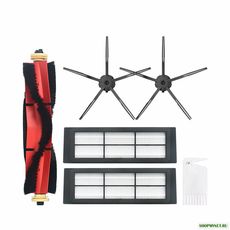 6шт Замена для Xiaomi Roborock Xiaowa Пылесос Запчасти Аксессуары 2 * 5-рычаг боковые щетки 2 * Фильтры 1 * Main Кисти 1 * Белый Щетка