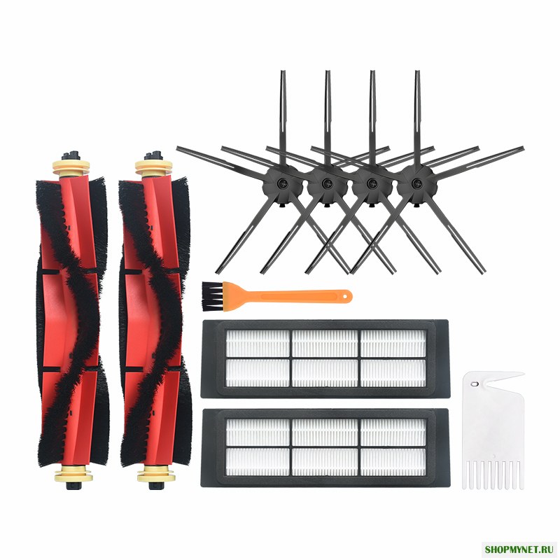 10шт Замена для Xiaomi Roborock Xiaowa Пылесос Запчасти Аксессуары 4 * 5-сторонняя сторона Кисти 2 * Фильтры 2 * Main Кисти 1 * Желтый Щетка 1 * Белый Щетка
