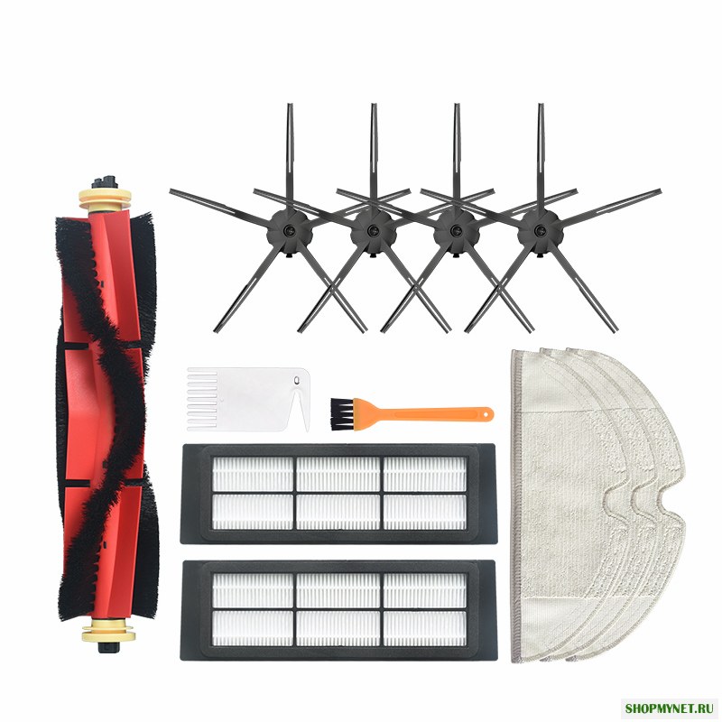 12шт замены для Xiaomi Roborock Xiaowa Пылесос Запчасти Аксессуары 4 * 5-штучные боковые щетки 2 * Фильтры 1 * Main Кисти 3 * Rags 1 * Желтый Щетка 1 * Белый Щетка